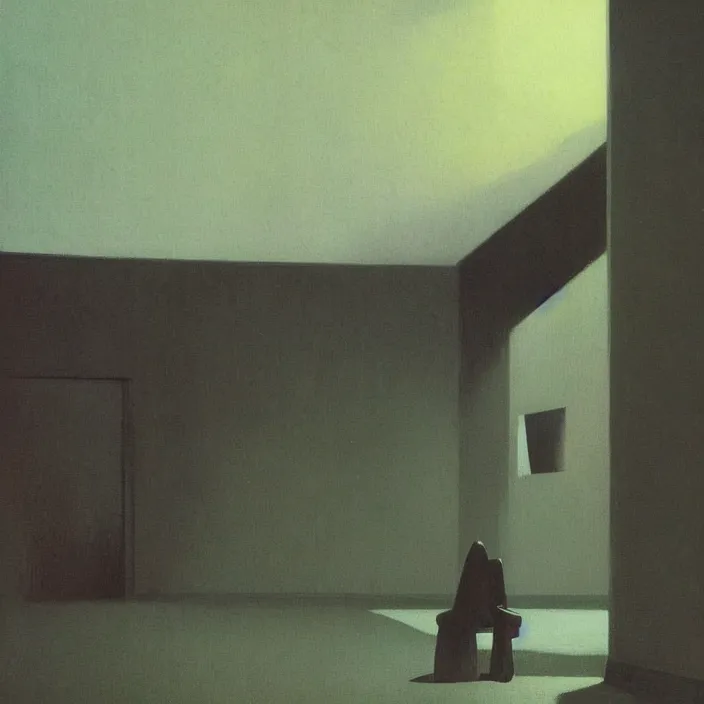 Prompt: i saw a ghost last night, science fiction, Edward Hopper and James Gilleard, Zdzislaw Beksinski, highly detailed