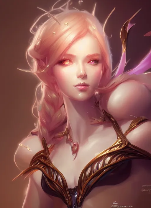 Prompt: zyra, wide angle view, white, black, blue, pink, gold, highly detailed, artgerm, cushart krenz, trending on artstation, soft light, sharp edges, illustration, character design, concept art