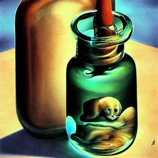 Image similar to Drinking from bottle Nicolas Cage in liquid form, Surrealism, Surreal drawing, Digital art, from artstation, art by Salvador Dali