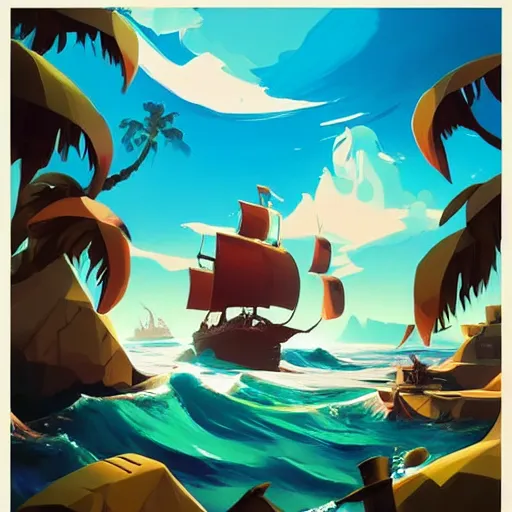 Image similar to painting treasure on sea of thieves game smooth median photoshop filter cutout vector, behance hd by jesper ejsing, by rhads, makoto shinkai and lois van baarle, ilya kuvshinov, rossdraws global illumination