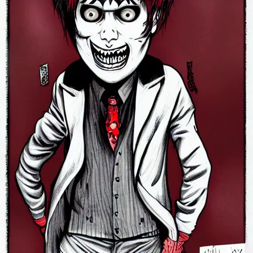 Prompt: Gerard way in the style of Junji Ito