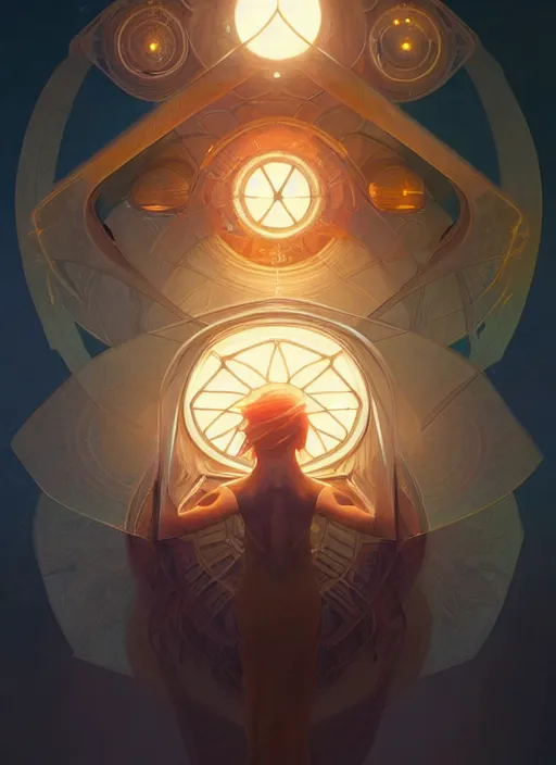 Image similar to symmetry!! mysterious cube floating, glowing lights!! intricate elegant, highly detailed, digital painting, artstation, concept art, smooth, sharp focus, illustration, art by artgerm and greg rutkowski and alphonse mucha