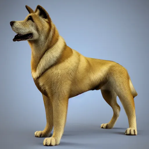 Image similar to 3 d model of a kangal sheppard dog, octane render, raytraced