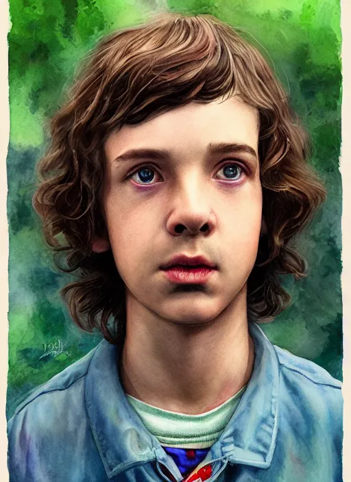 Prompt: portrait, Mike Wheeler from Stranger Things, watercolor, dramatic lighting, cinematic, establishing shot, extremely high detail, foto realistic, cinematic lighting, digital art, vector, by Yoshitaka Amano, Ruan Jia, Kentaro Miura, Artgerm, post processed, concept art, artstation, matte painting, style by eddie mendoza, raphael lacoste, alex ross