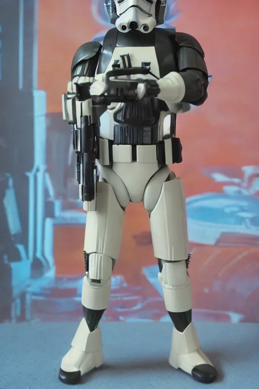 Image similar to 1 9 8 6 kenner action figure, 5 points of articulation, heroic human proportions, sci fi, 8 k resolution, high detail, front view, t - pose, star wars, gi joe, he man, warhammer 4 0 0 0