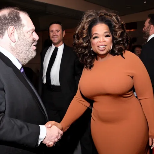 Prompt: oprah winfrey shaking hands with harvey weinstein