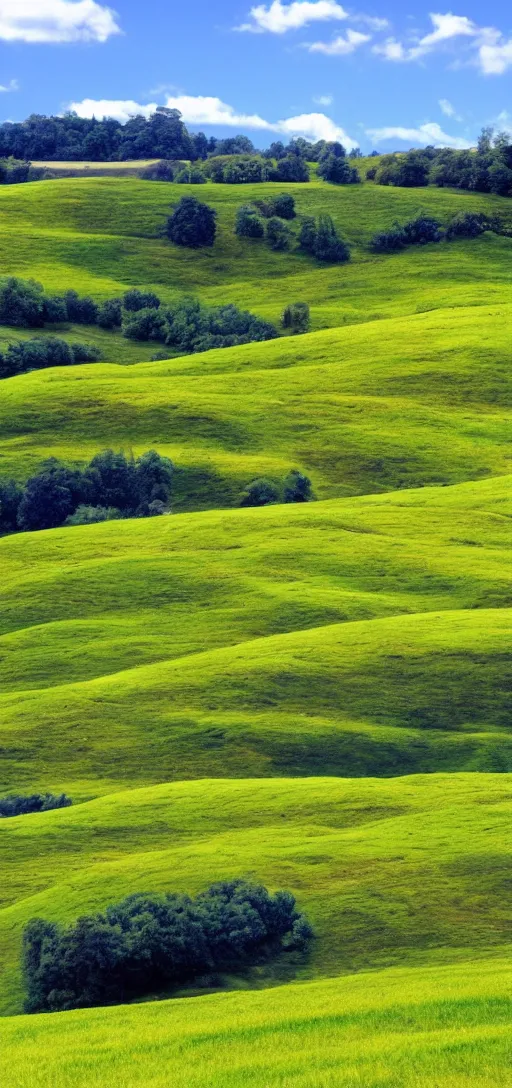 Image similar to a beautiful blue sky with rolling green hills, wallpaper