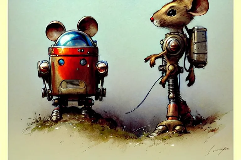 Image similar to adventurer ( ( ( ( ( 1 9 5 0 s retro future robot mouse explorer vehical. muted colors. ) ) ) ) ) by jean baptiste monge!!!!!!!!!!!!!!!!!!!!!!!!! chrome red