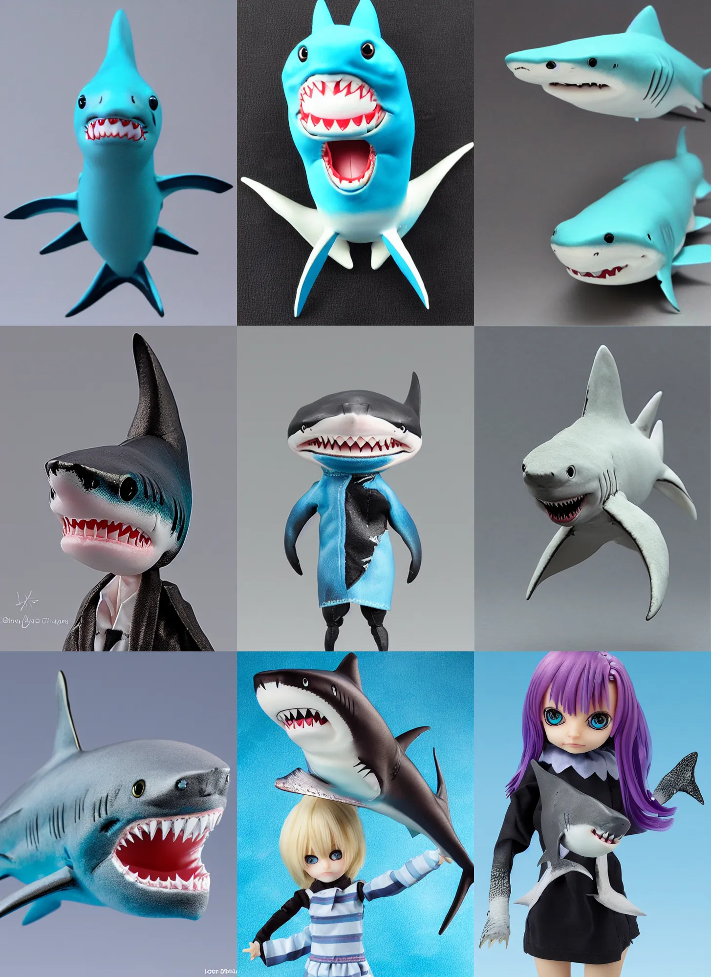 Prompt: shark, a mini super dollfie of a shark, doll, detailed product photo