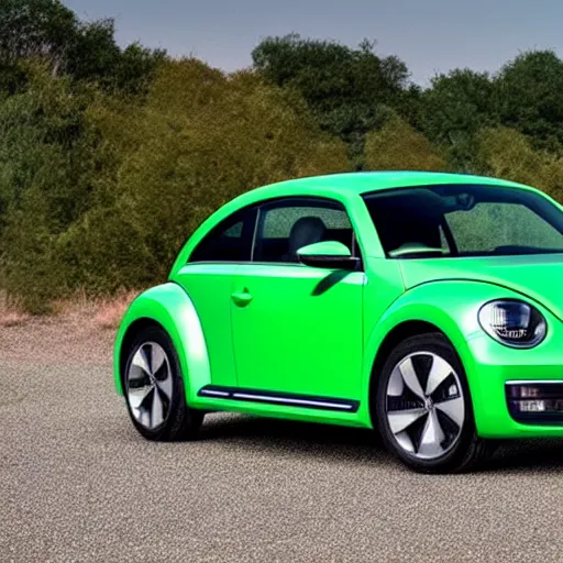 Image similar to volkswagen beetle 2 0 2 4 new model, green, professional photo