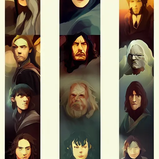 Image similar to face icon stylized minimalist the lord of the rings : the fellowship of the ring 2 0 0 1, loftis, cory behance hd by jesper ejsing, by rhads, makoto shinkai and lois van baarle, ilya kuvshinov, rossdraws global illumination