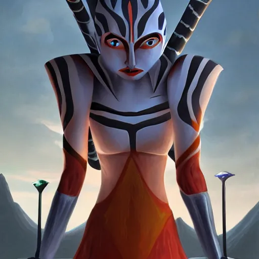 Image similar to Ahsoka Tano, elden ring boss, matte painting, detailed, elden ring, oil on canvas