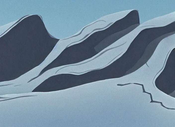 Image similar to minimalist charred rocky snowdrift landscape with cliff contours from mulan ( 1 9 9 8 )