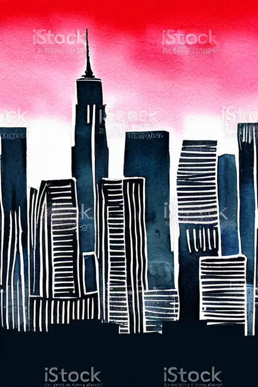 Prompt: minimalist watercolor art of new york skyline, illustration, vector art