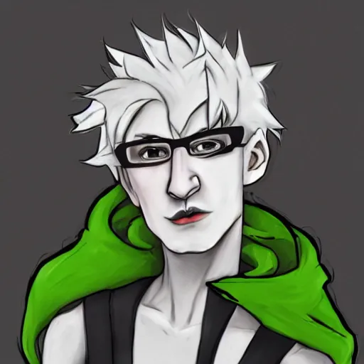 Prompt: xqc as a homestuck troll, gray skin, detailed portrait