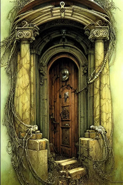 Image similar to a doorway to an impossible dream beyond comprehension, very very detailed painting by greg rutowski and jean baptiste monge
