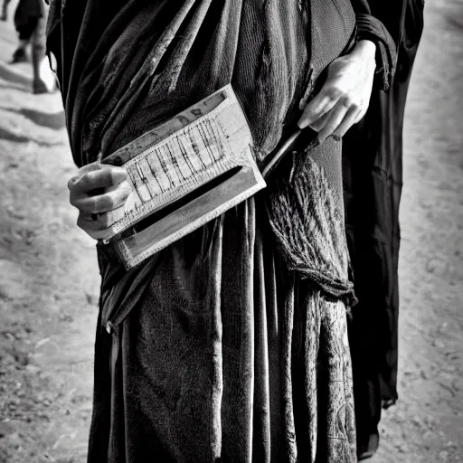 Prompt: 8 k uhd black and white portrait from burqa woman carrying a riffle's, uhd details, national geography winning photo contest