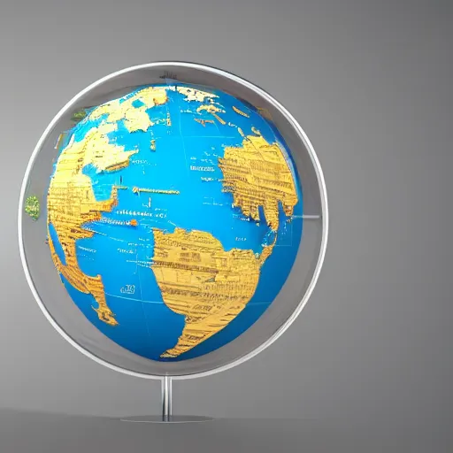 Prompt: a vectori llustration of the globe with famous 3 d touristic landmarks on it, 3 d render, 3 d model, smooth, ray tracing, illustration, in the style of shkret