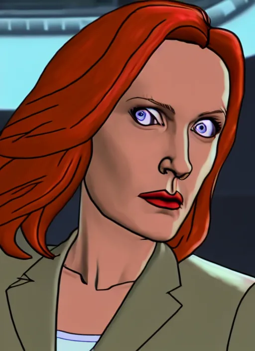 Image similar to dana scully in the style of street fighter v