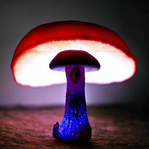 Image similar to “ photo of a glowing alien mushroom, super realistic ”