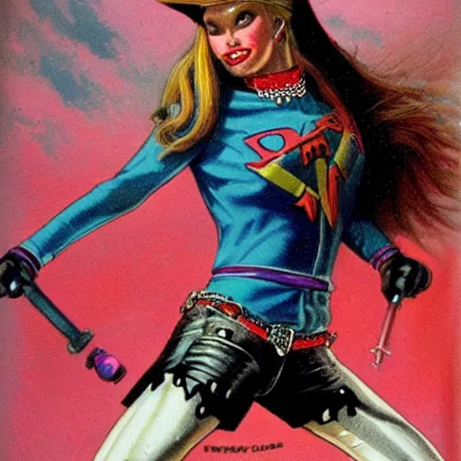 Image similar to Harley Queen as a skater, artwork by Earl Norem,