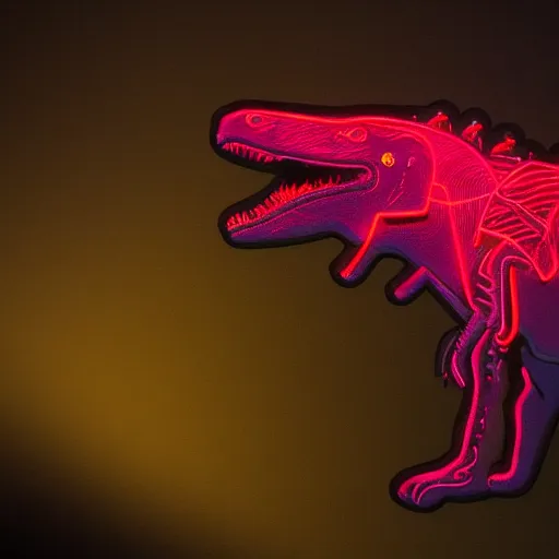 Image similar to an extremely cool dinosaur in dramatic neon lighting trending on artstation 4 k leica