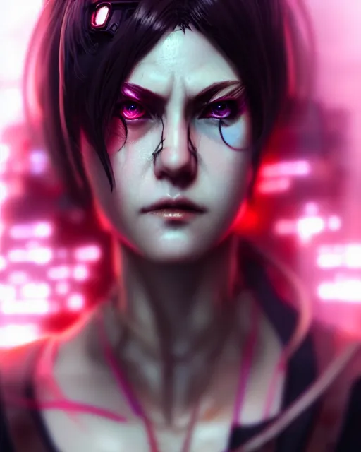 Image similar to cyberpunk female character design, very detailed, realistic face, detailed face, matte, tonemapping, bbwchan, perfection, 4 k, atmospheric, cushart krenz, brush strokes