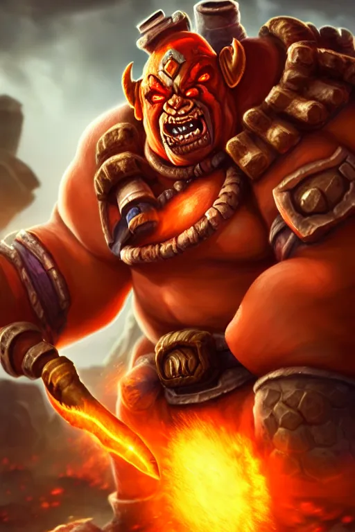 Image similar to garrosh as gigachad with heartstone card, realistic, trending on artstation, digital art, 4 k, hyper realistic, splash art, sharp focus