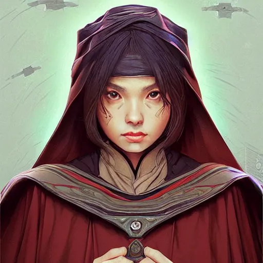 Image similar to one female jedi master, wearing the traditional jedi robe, beautiful and uniquely odd looking, detailed symmetrical close up portrait, intricate complexity, in the style of artgerm and ilya kuvshinov, magic the gathering, star wars art