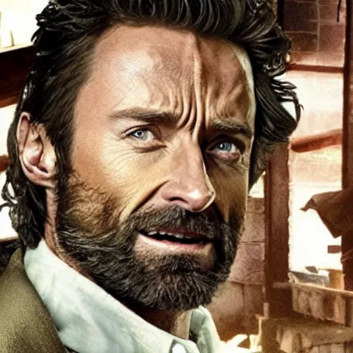 Prompt: Hugh Jackman as Rick Grimes, realistic picture