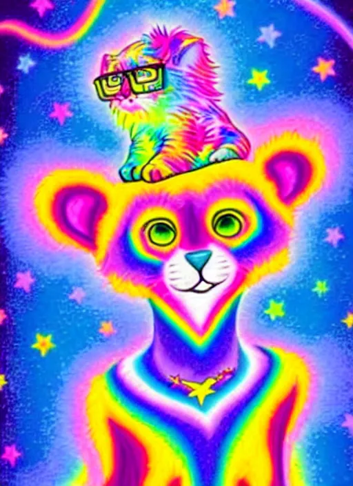 Prompt: a cursed lisa frank illustration