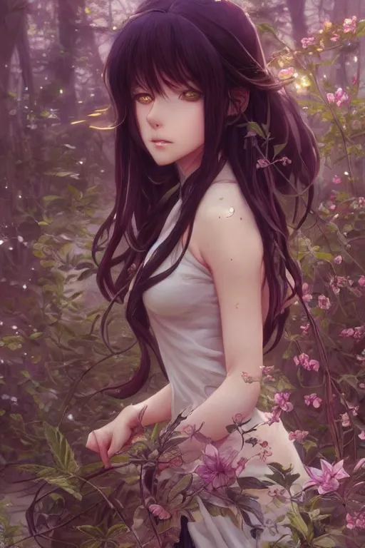 Prompt: anime visual of a beautiful young female cat girl, intricate, magical forest, stunning, highly detailed, digital painting, artstation, smooth, hard focus, illustration, art by artgerm and greg rutkowski and alphonse mucha