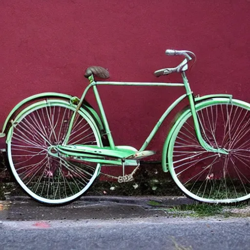 Image similar to vintage bicycle made of nothing but spaghetti, colourized, high quality, photo