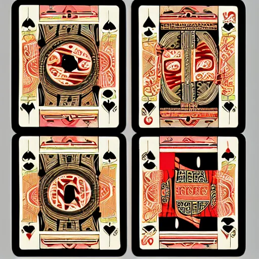 Prompt: edo style poker cards playing cards