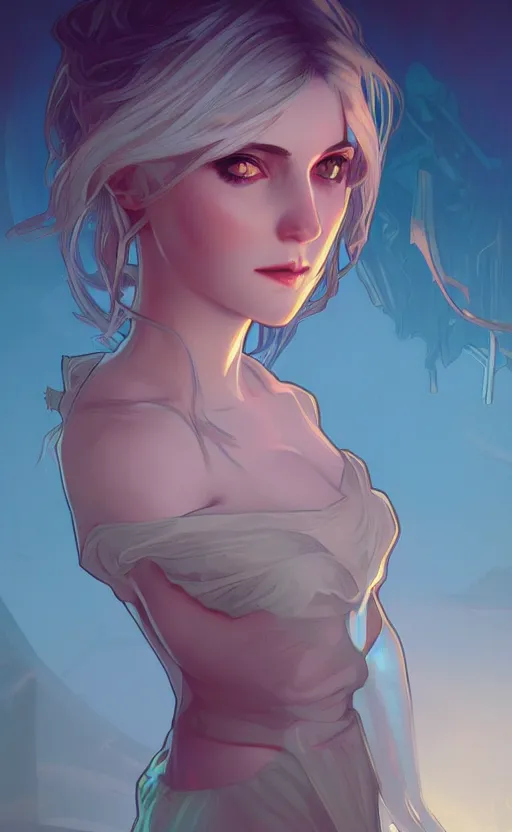 Image similar to Ciri, ambient lighting, 4k, alphonse mucha, lois van baarle, ilya kuvshinov, rossdraws, artstation