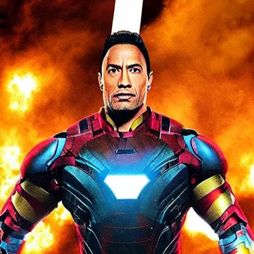 Image similar to the rock dressed as iron man