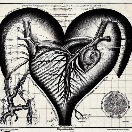 anatomical heart diagram sketch