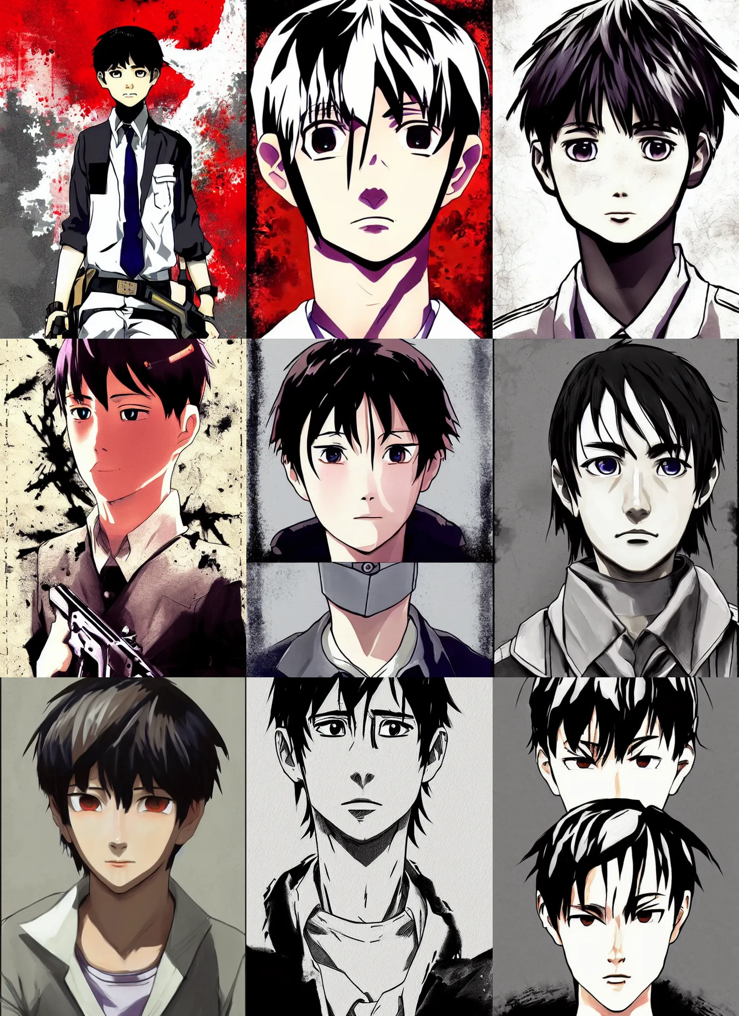 Prompt: shinji ikari! red dead redemption art style, rockstar games art, semi realistic anime, portrait, beautiful face, symmetrical face