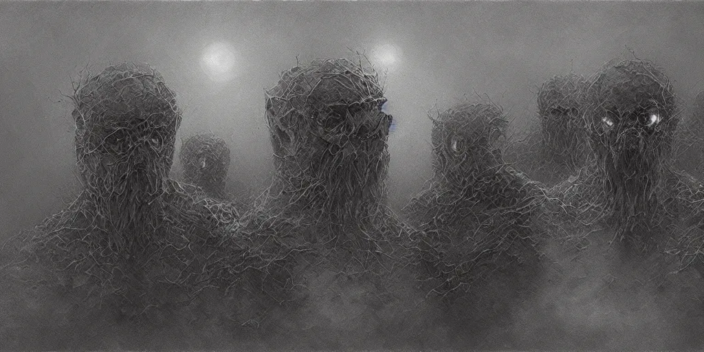 Image similar to A gathering of a dark secret cult, intricate, highly detailed, digital painting, artstation, concept art, sharp focus, illustration, art by Zdzislaw Beksinski