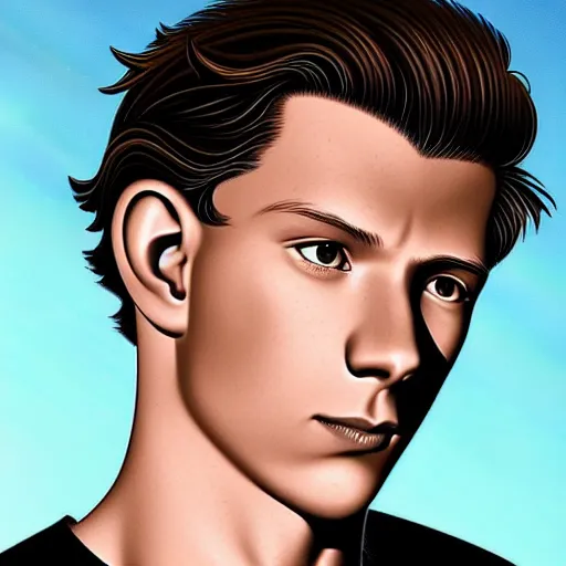 Image similar to tom holland close up face, photorealistic