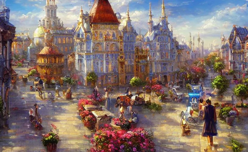 Prompt: Alchemy city. By Konstantin Razumov, highly detailded