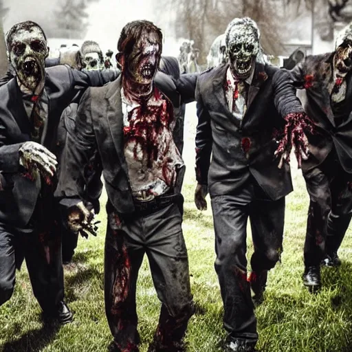 Prompt: zombies at a funeral