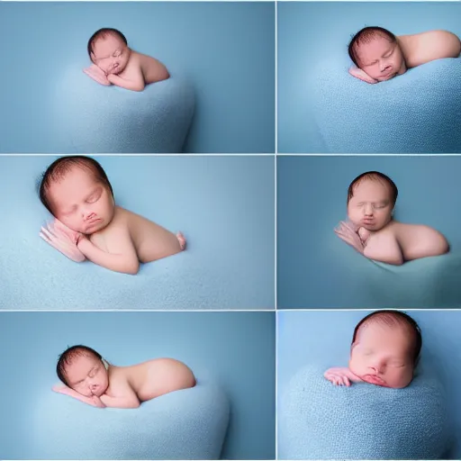 Image similar to beautiful photography of newborn, blue colors, hyper realistic, 8 0 mm, studio lighting