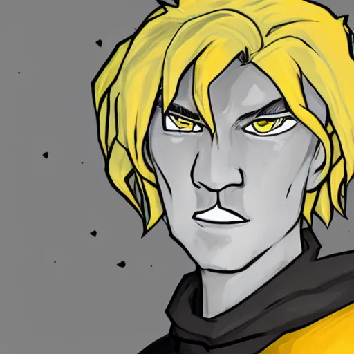 Prompt: xqc as a homestuck troll, gray skin, yellow horns, detailed portrait