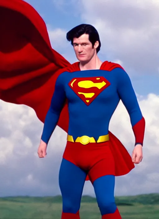 Image similar to film still of Broderick Stephen Harvey as Superman in Superman, 4k