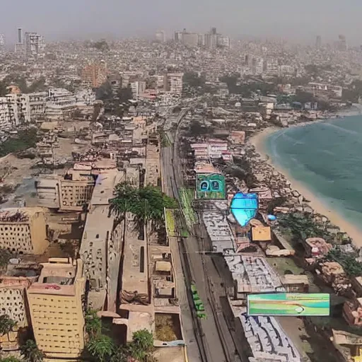 Image similar to drone footage of karachi, high quality, day time