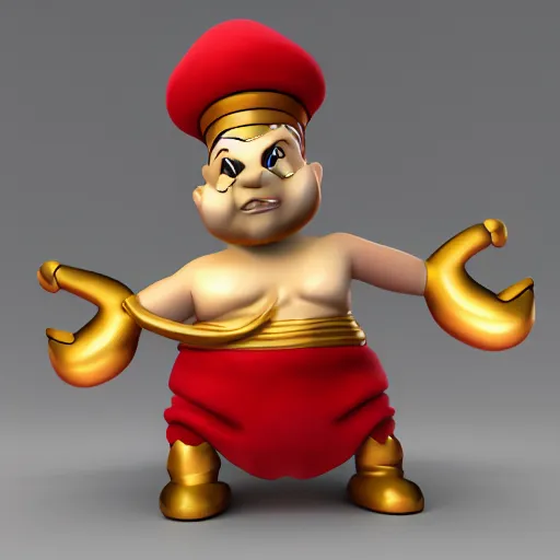 Image similar to friendly genie mascot for a website, 3 d render character art 8 k