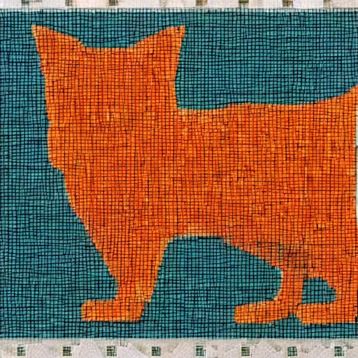 Image similar to a orange white tabby cat in corporate memphis style mosaic