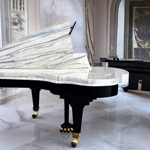 Image similar to grand piano made of marble and diamond