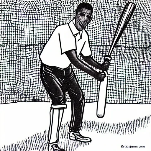 Prompt: “ christian coloring book illustration of barack obama playing baseball ”